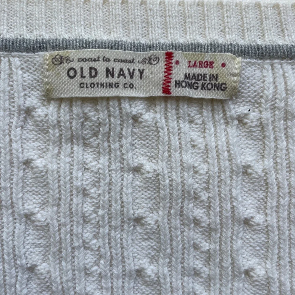 VTG Y2K Old Navy Womens Cable Knit Cotton Sweater Large Preppy Academia Timeless
